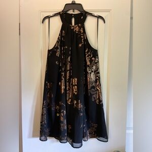 One Clothing Black and Gold Cocktail Dress, Women's Size L